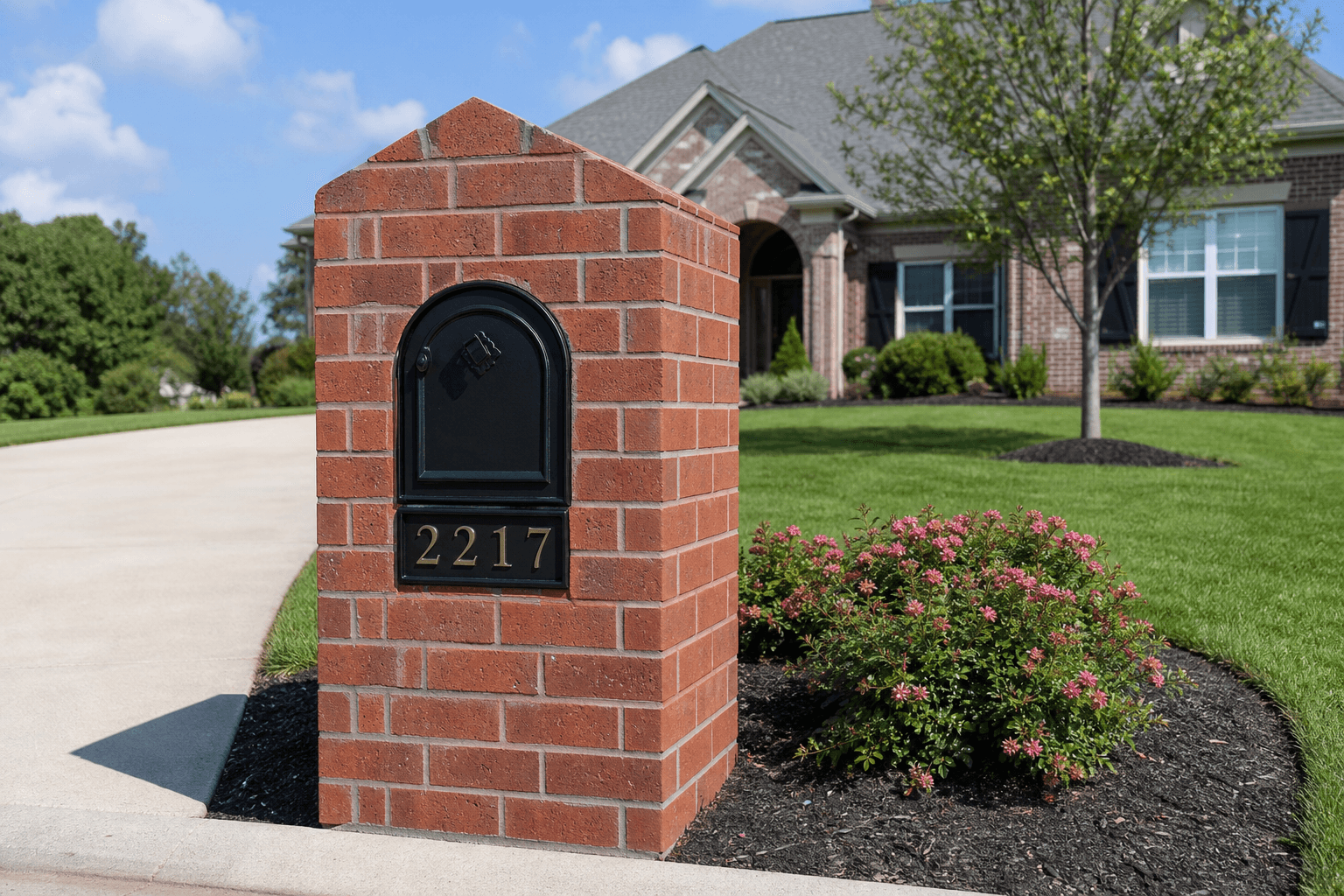 Custom brick column mailbox — Brentwood